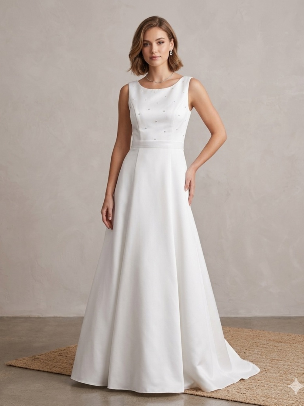 MARLENE'S Bridal Wedding Prom Dress Size 14 Maxi Formal Beaded Pearls